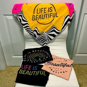 Las Vegas Life is Beautiful Festival Bandana & 3 Women’s Small Tops Bundle